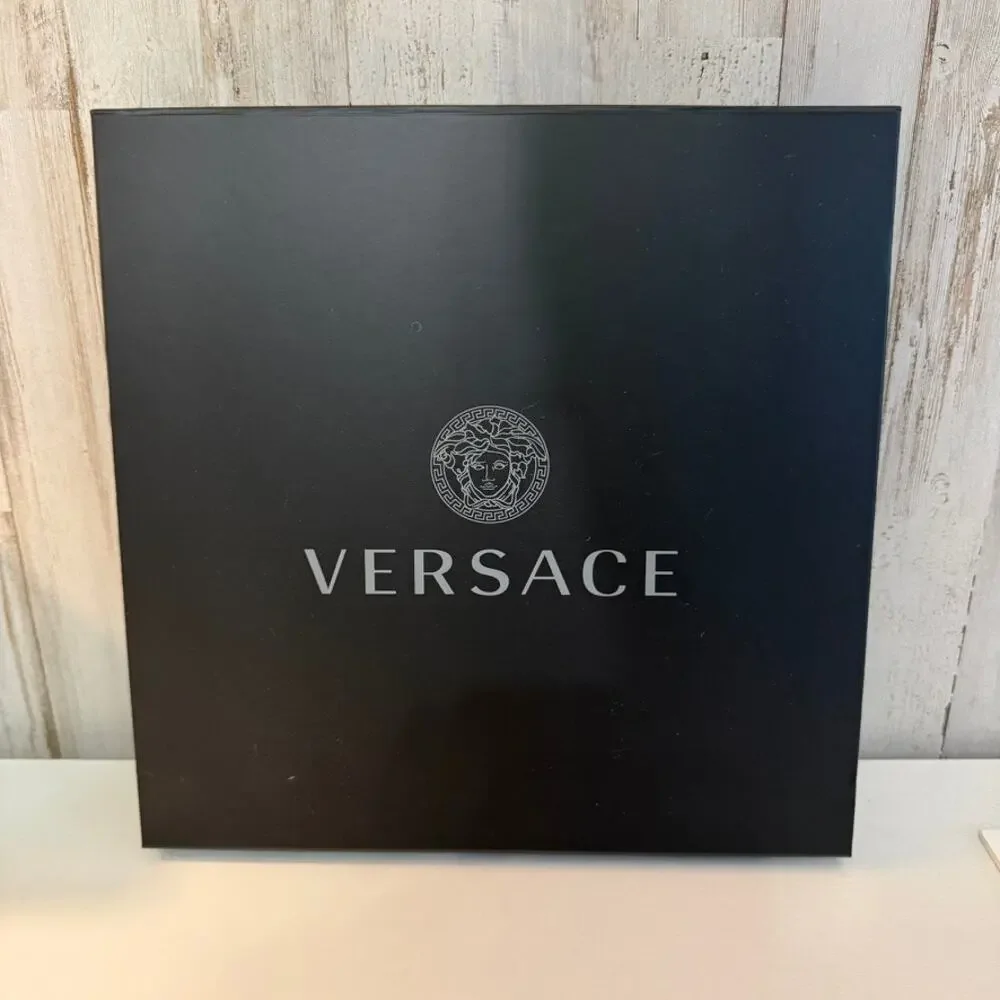 Versace Large Gift Presentation Box Matte Black Lid Silver Medusa Logo